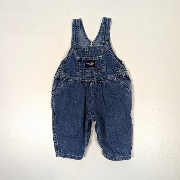 Vintage Oshkosh Bgosh Overalls Baby Girls Size 12m Denim Long - Picture 1 of 5